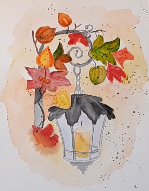 őszi kép akvarell online tanfolyam